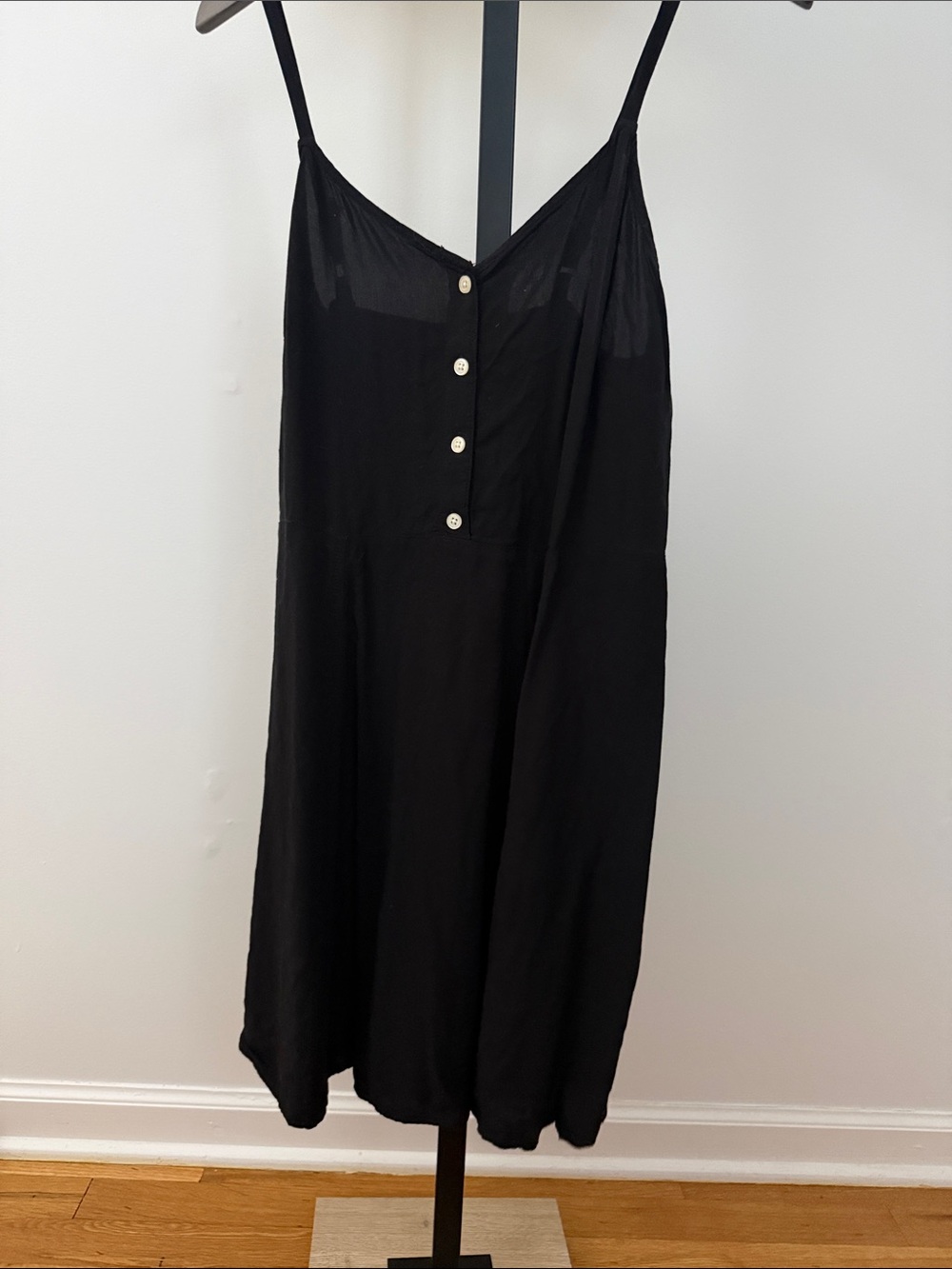 GAP Black Midi Slip Skirt with Button Front
